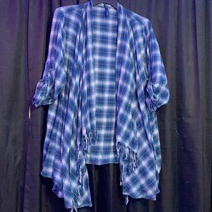 Falls Creek, 3X, blue and white plaid long sleeve